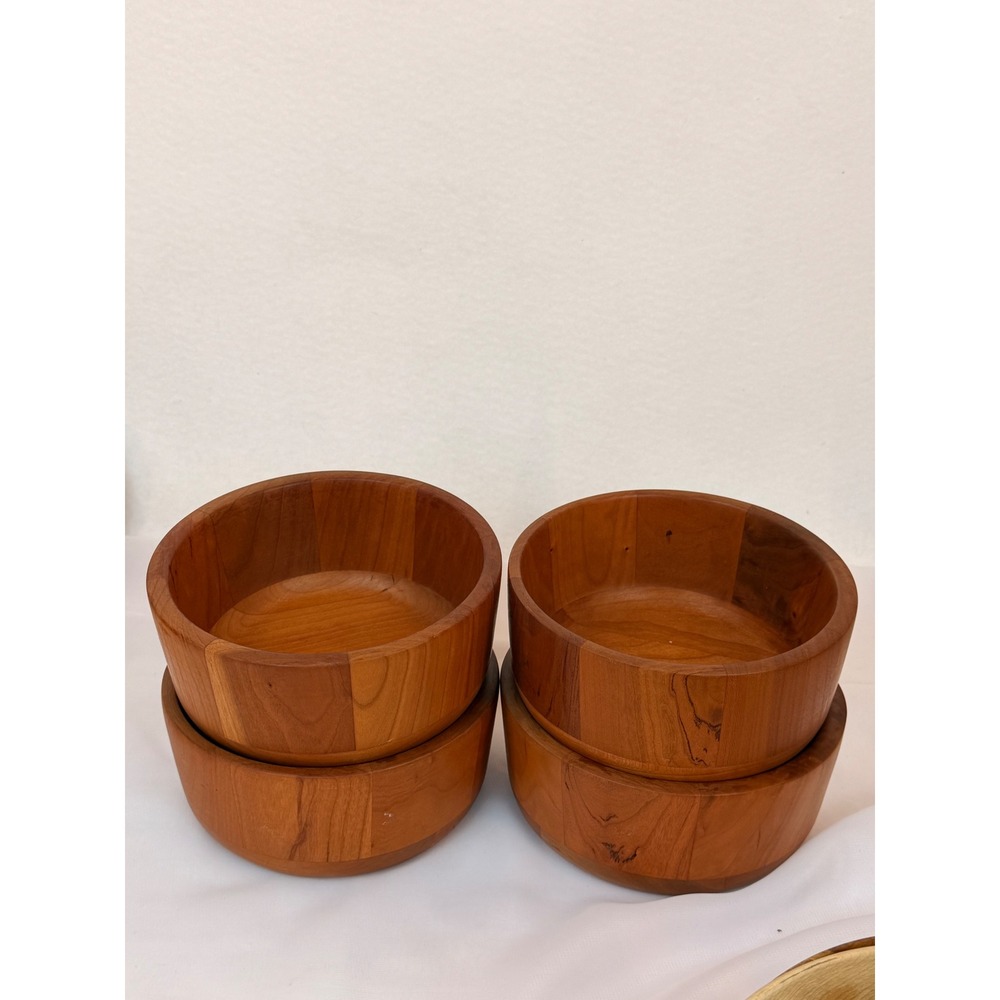 Vermont Bowl Company John McLeod Set of 4 Wood Salad Bowls 6 Inch Wilmington VT